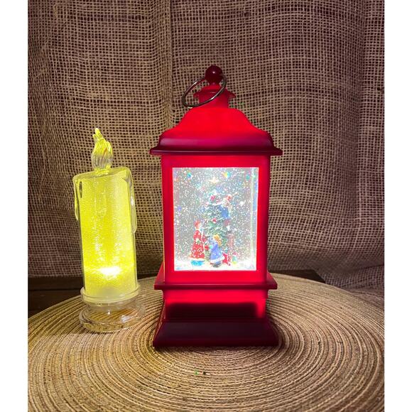 Christmas Water Glittering Snow Globe Lantern, Battery Powered New in Box - Picture 7 of 13